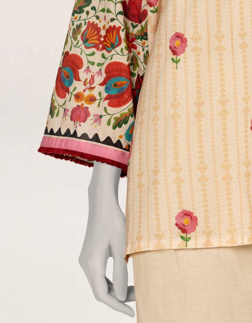 Lawn Beige Kurti - J. Junaid Jamshed