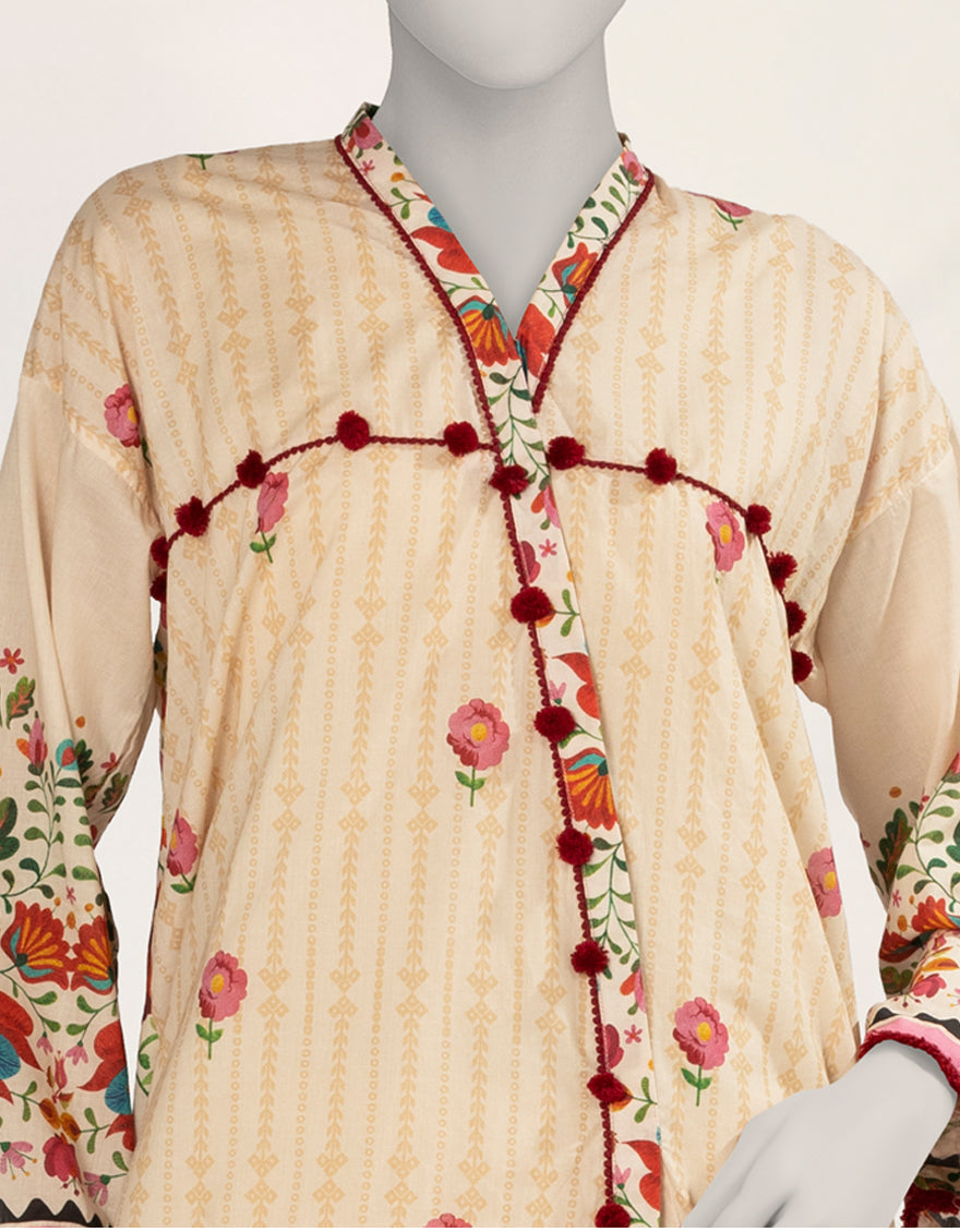 Lawn Beige Kurti - J. Junaid Jamshed
