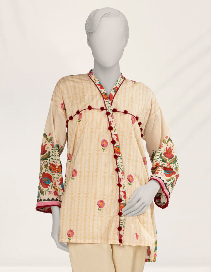 Lawn Beige Kurti - J. Junaid Jamshed
