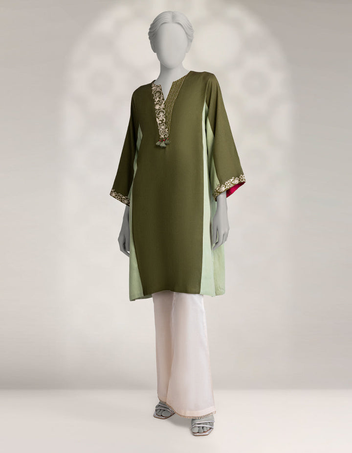 Pashmina Green Kurti - J. Junaid Jamshed
