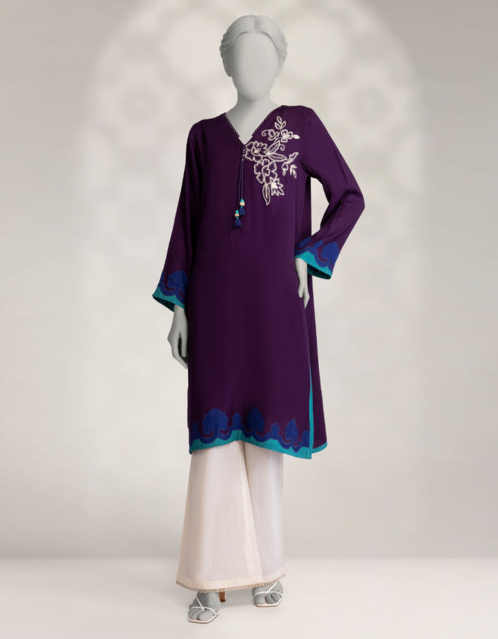 Pashmina Purple Kurti - J. Junaid Jamshed