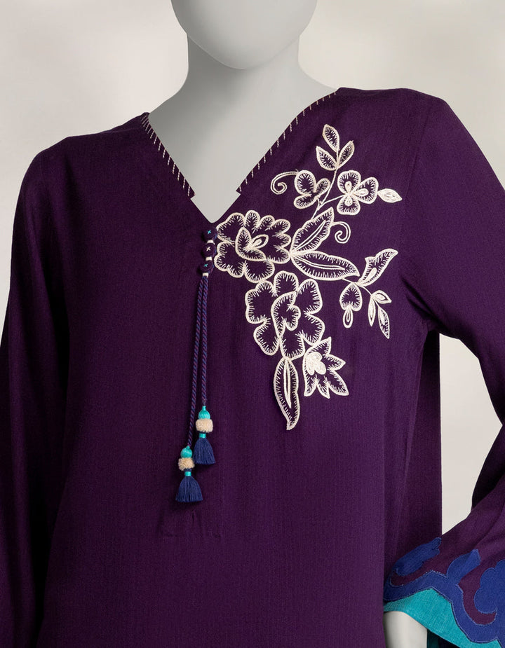 Pashmina Purple Kurti - J. Junaid Jamshed