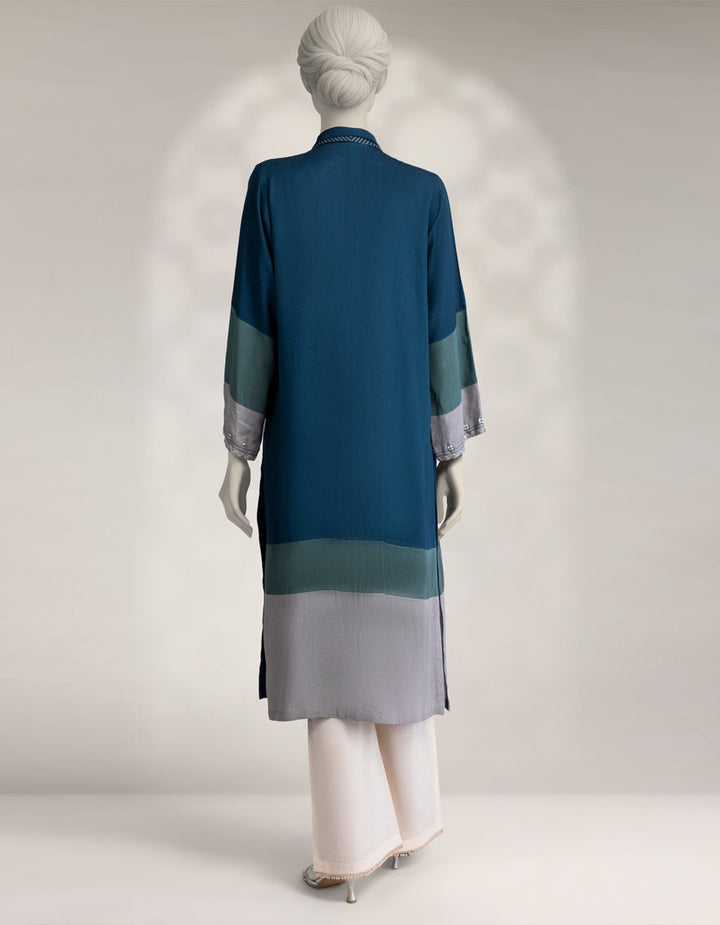 Pashmina Blue Kurti - J. Junaid Jamshed