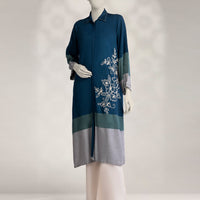 Khaddar Slub Blue Kurti - J. Junaid Jamshed