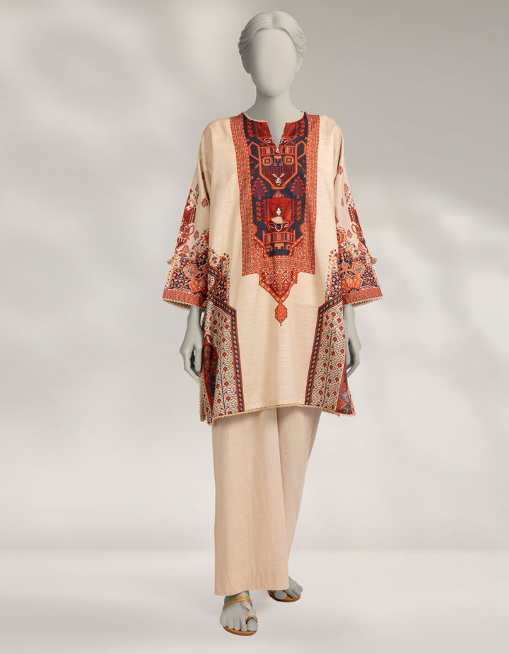 Khaddar Slub Brown Kurti - J. Junaid Jamshed