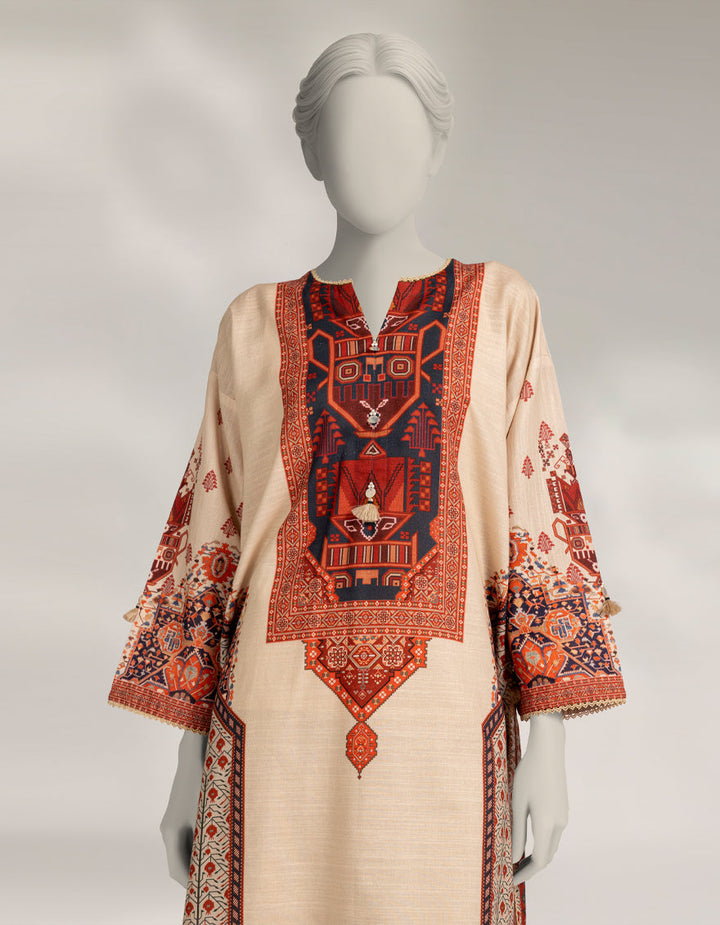 Khaddar Slub Brown Kurti - J. Junaid Jamshed