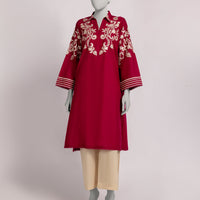 Dobby Pink Kurti - J. Junaid Jamshed