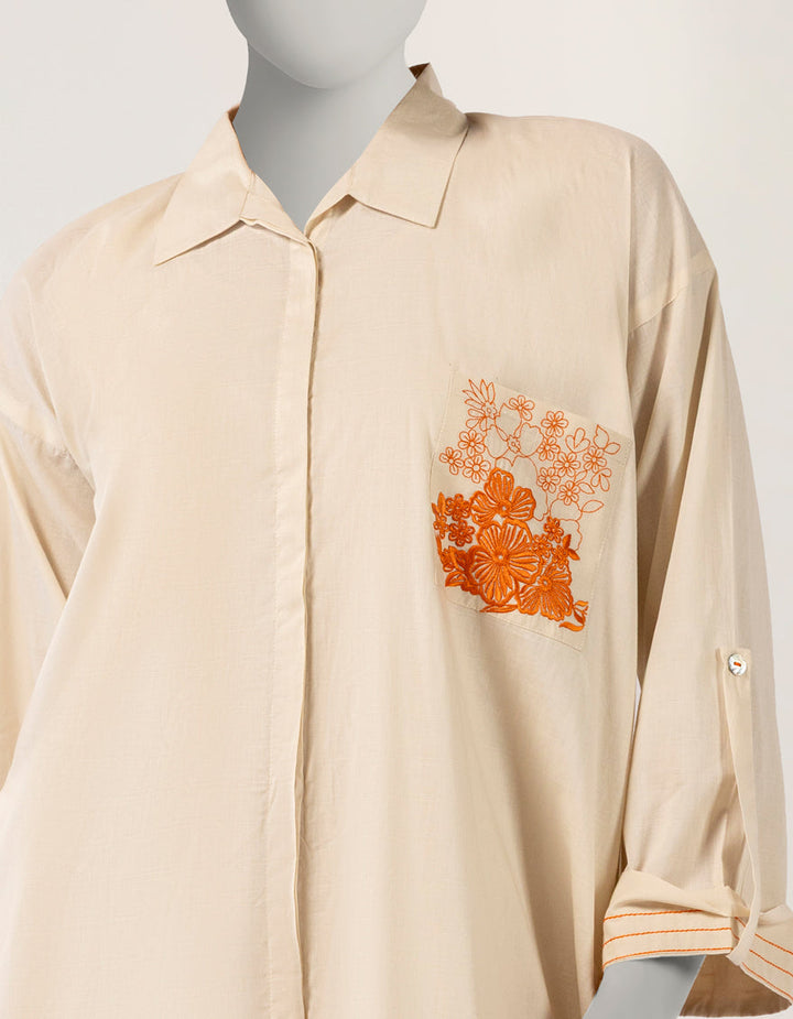 Dobby White Kurti - J. Junaid Jamshed