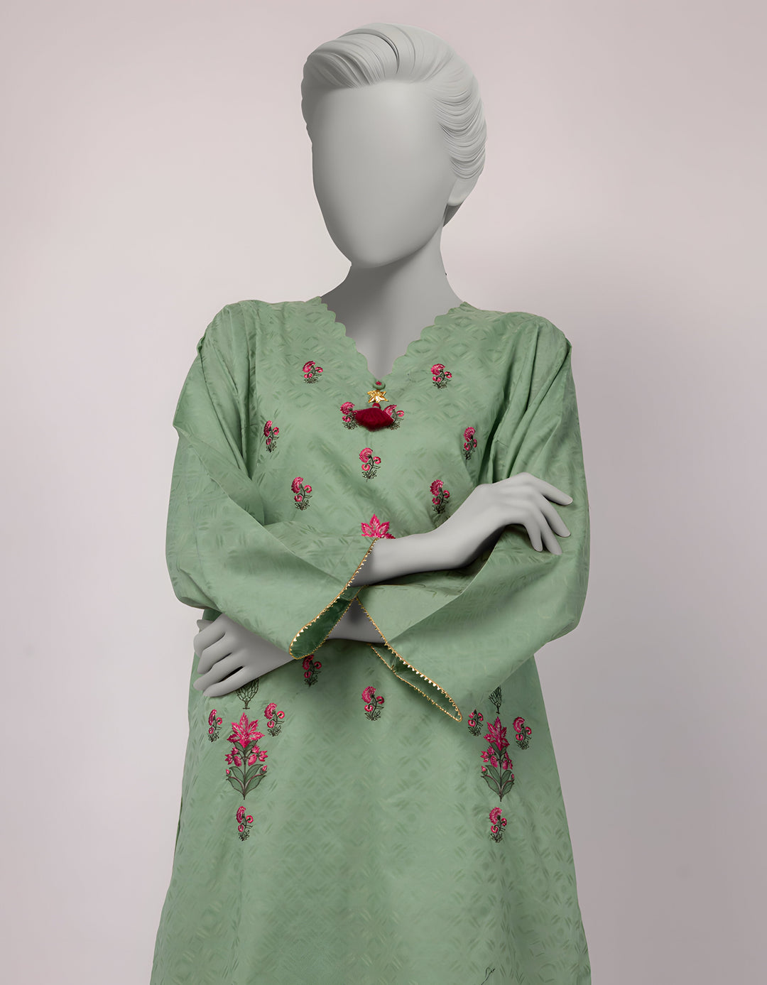 Dobby Green Kurti - J. Junaid Jamshed