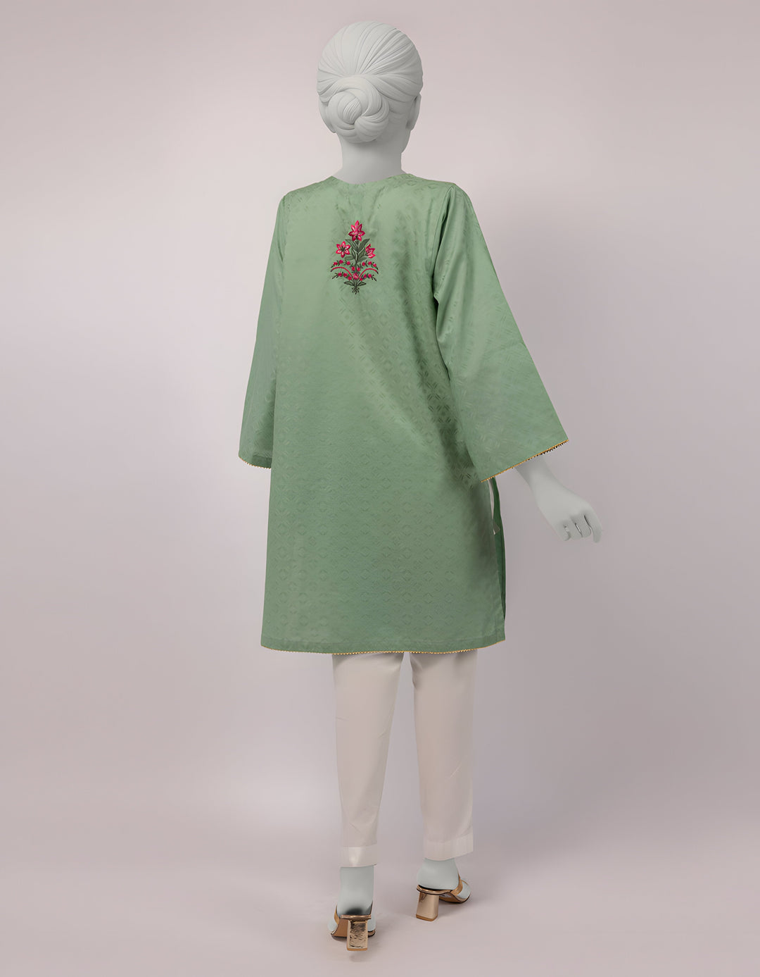 Dobby Green Kurti - J. Junaid Jamshed
