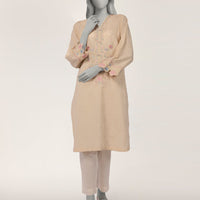 Dobby Beige Kurti - J. Junaid Jamshed