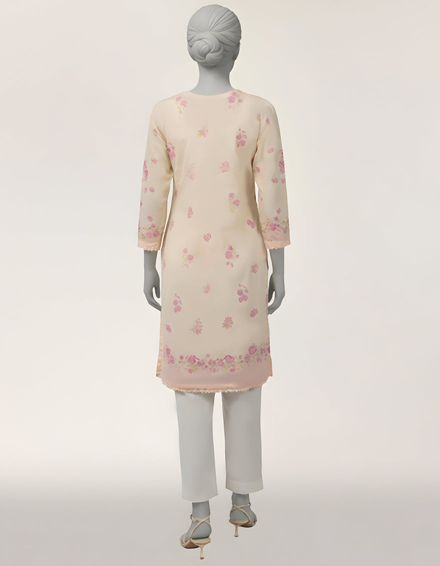 Lawn Beige Kurti - J. Junaid Jamshed