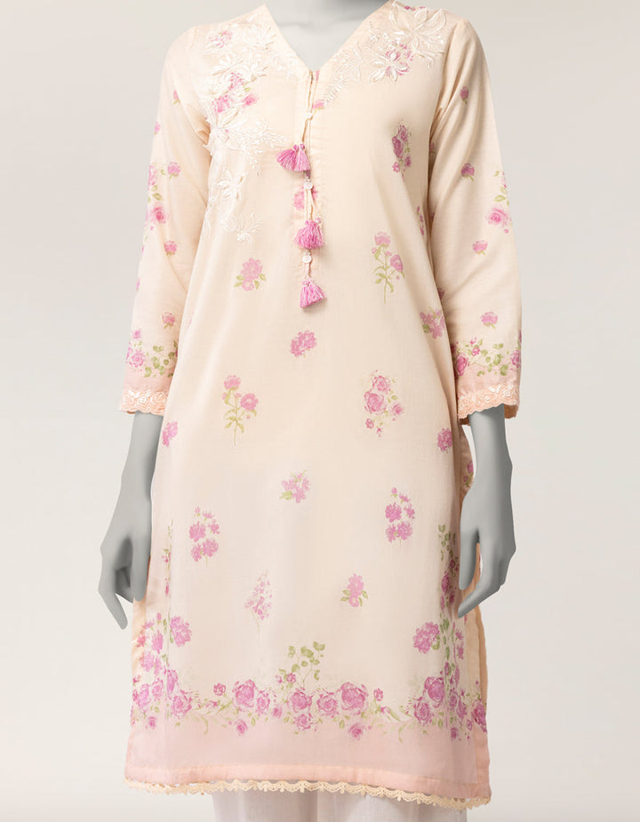 Lawn Beige Kurti - J. Junaid Jamshed