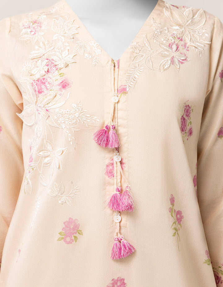 Lawn Beige Kurti - J. Junaid Jamshed