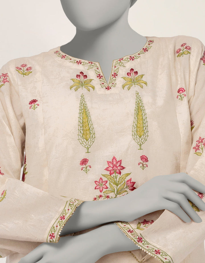 Dobby Off White Kurti - J. Junaid Jamshed