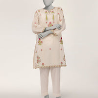Dobby Off White Kurti - J. Junaid Jamshed
