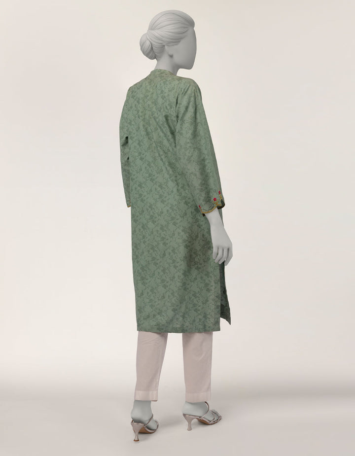 Dobby Green Kurti - J. Junaid Jamshed