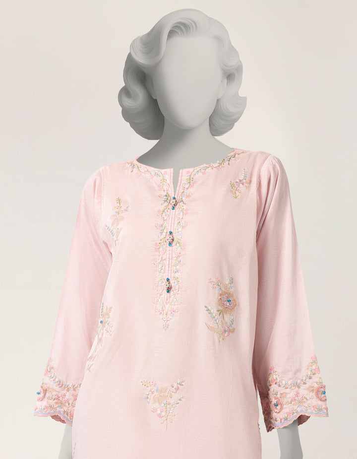 Dobby Pink Kurti - J. Junaid Jamshed