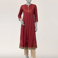 Lawn Maroon Kurti - J. Junaid Jamshed
