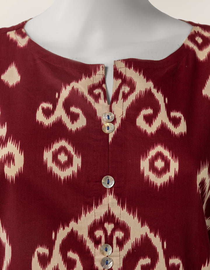 Lawn Maroon Kurti - J. Junaid Jamshed