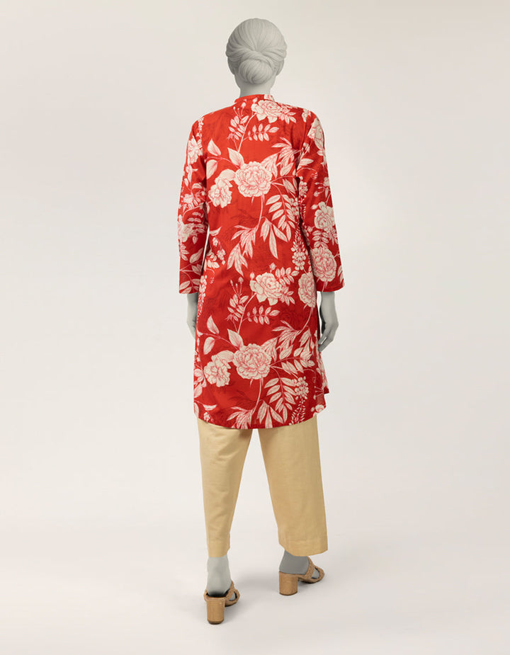 Lawn Red Kurti - J. Junaid Jamshed