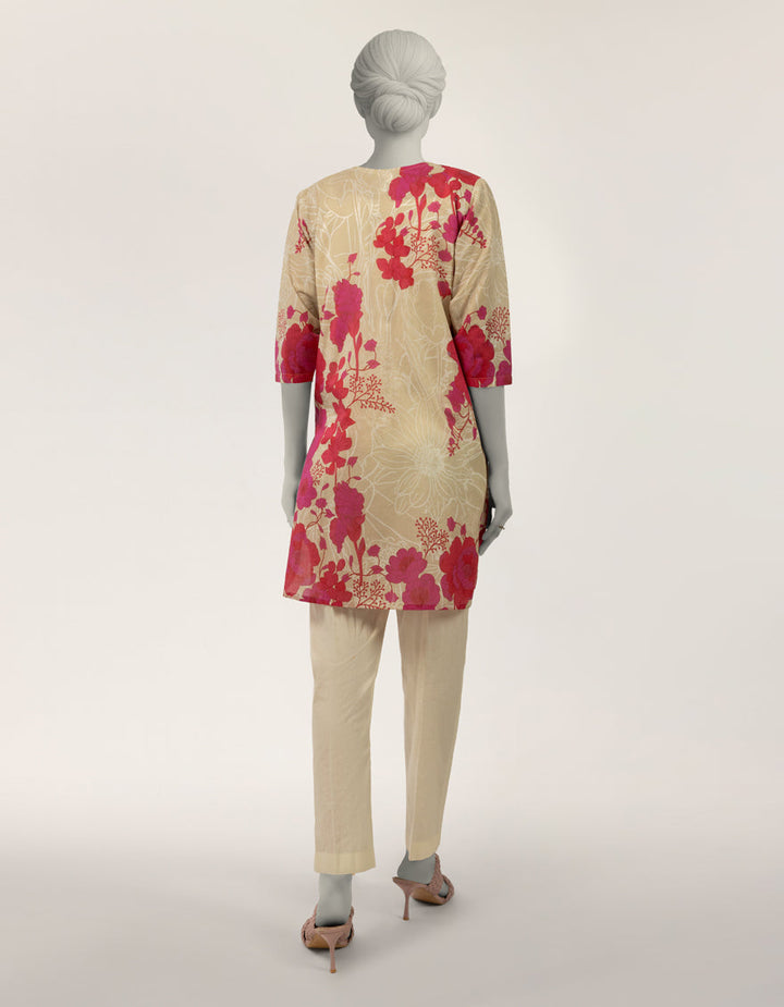 Lawn Beige Kurti - J. Junaid Jamshed