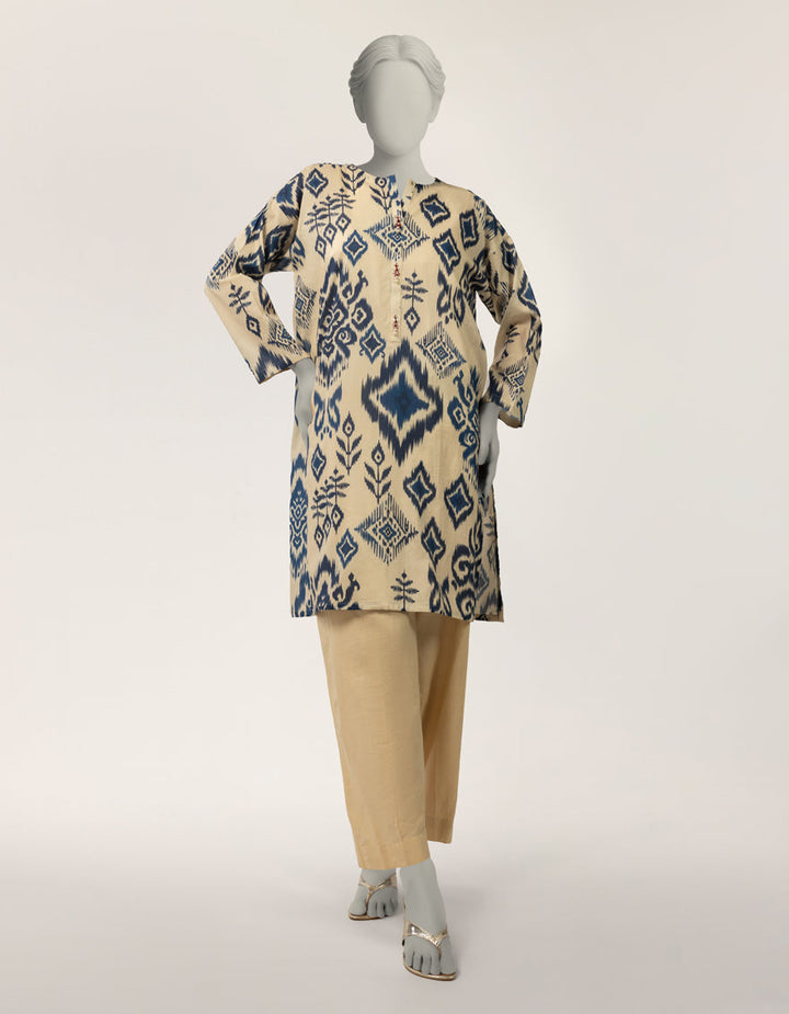 Lawn Beige Kurti - J. Junaid Jamshed