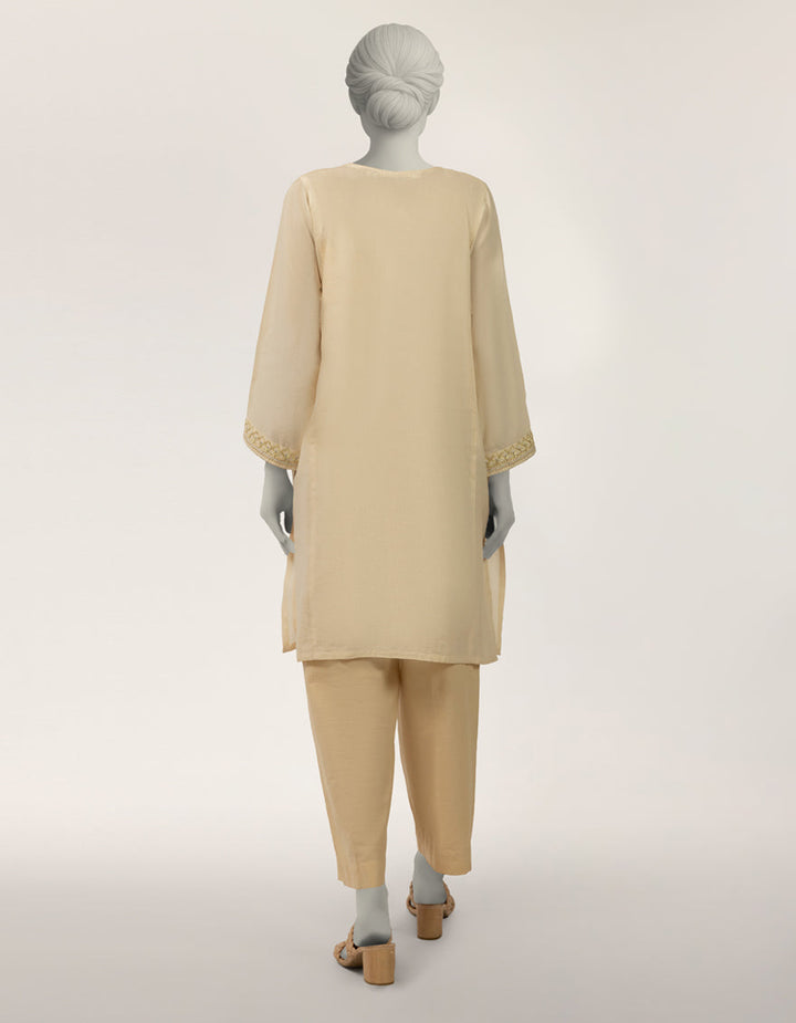 Dobby Off White Kurti - J. Junaid Jamshed