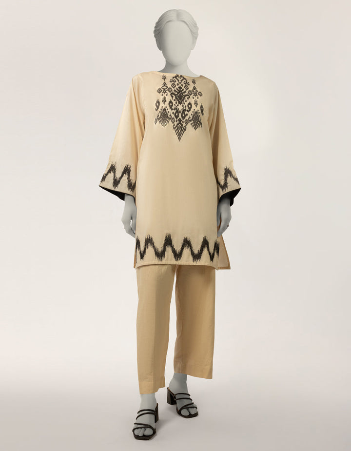 Lawn Off White Kurti - J. Junaid Jamshed