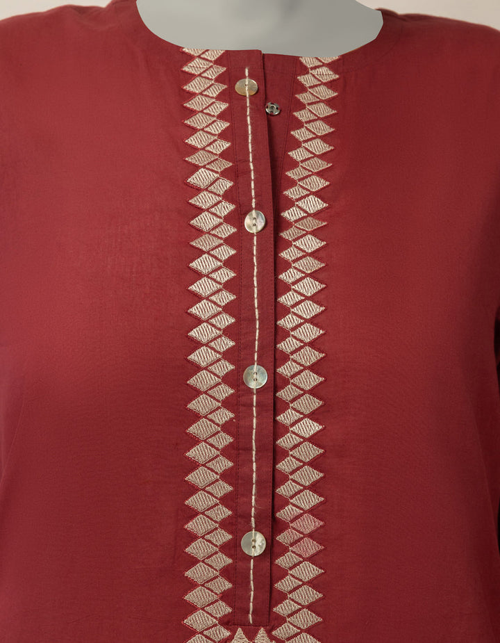 Lawn Maroon Kurti - J. Junaid Jamshed