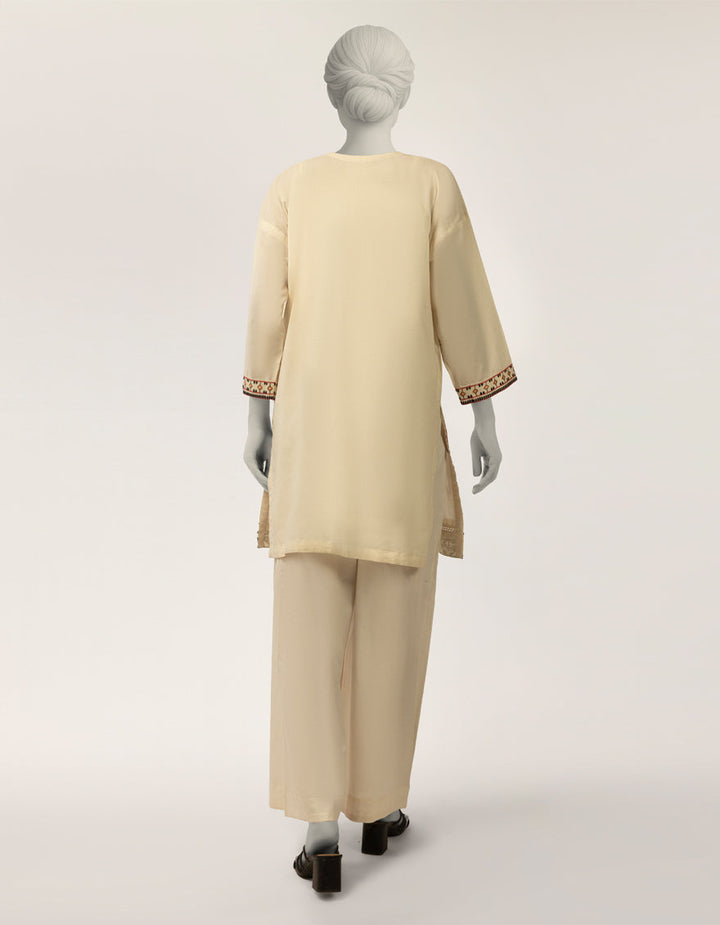 Lawn Off White Kurti - J. Junaid Jamshed