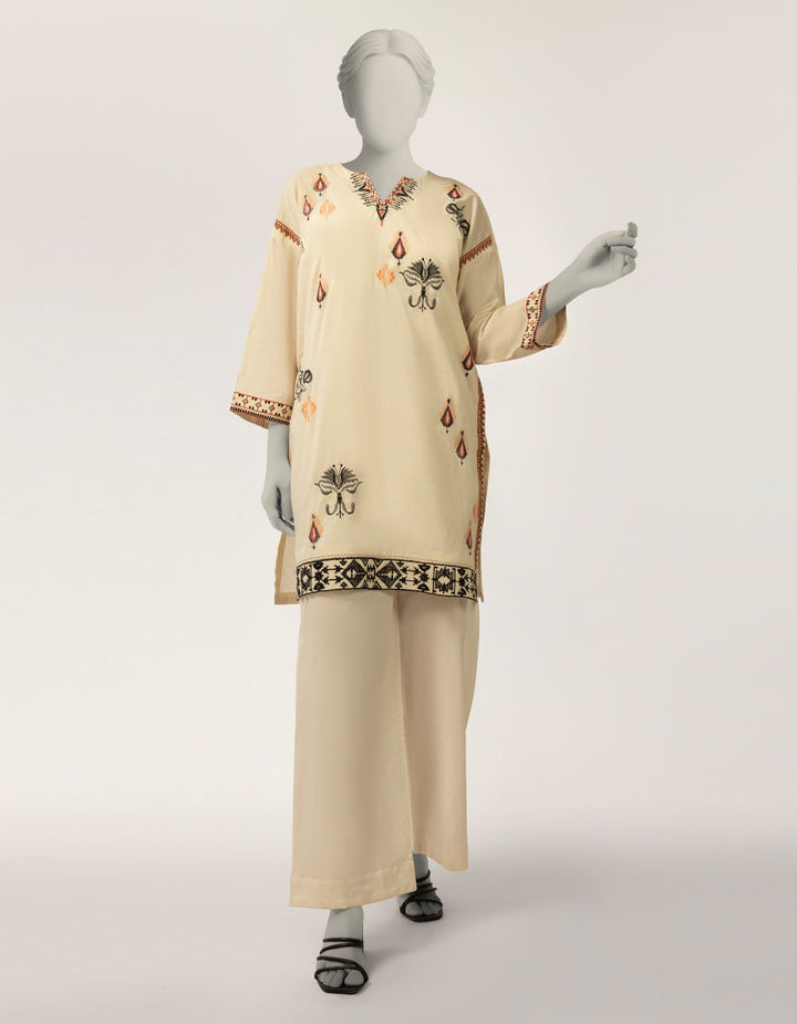 Lawn Off White Kurti - J. Junaid Jamshed