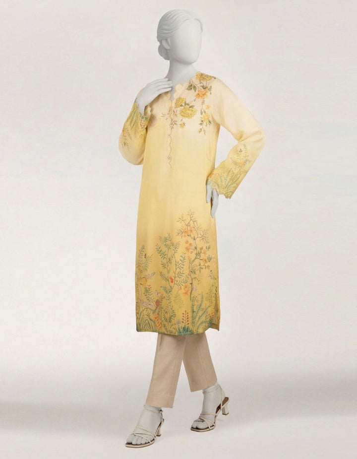 Lawn Yellow Kurti - J. Junaid Jamshed