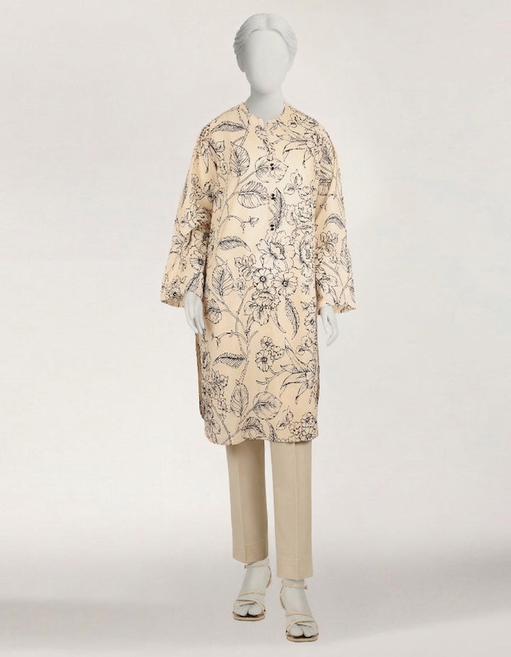 Lawn Beige Kurti - J. Junaid Jamshed