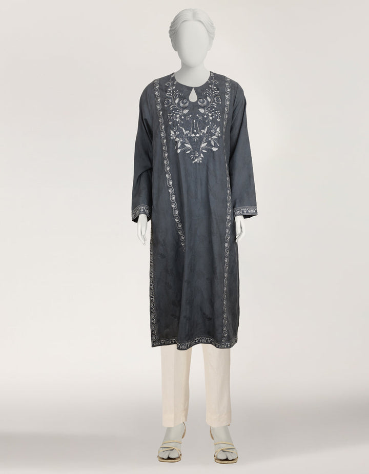 Dobby Grey Kurti - J. Junaid Jamshed