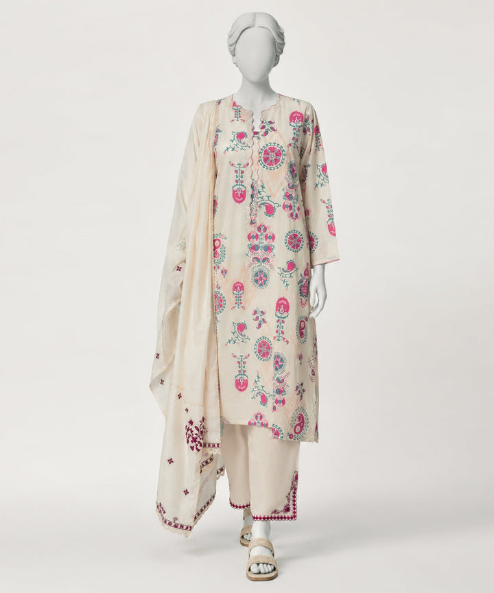 Lawn Beige Kurti - J. Junaid Jamshed