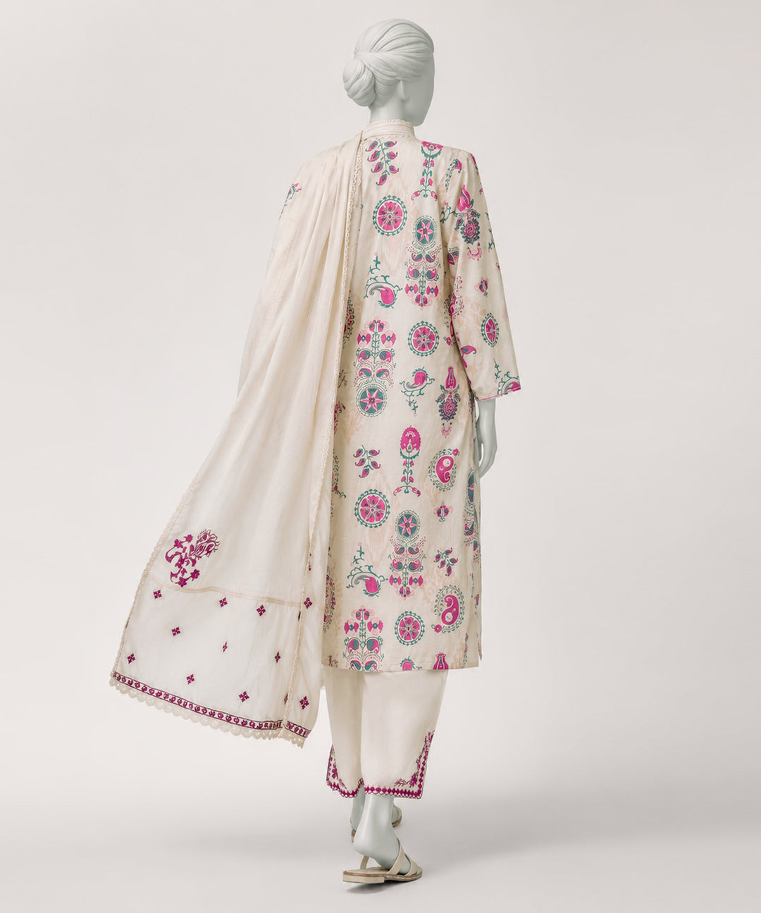 Lawn Beige Kurti - J. Junaid Jamshed