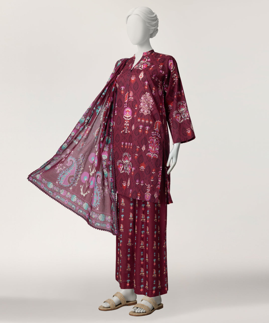 Lawn Magenta Kurti - J. Junaid Jamshed