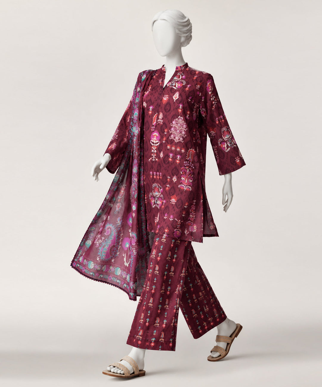 Lawn Magenta Kurti - J. Junaid Jamshed