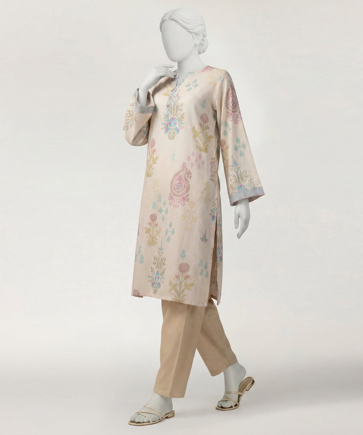 Lawn Beige Kurti - J. Junaid Jamshed