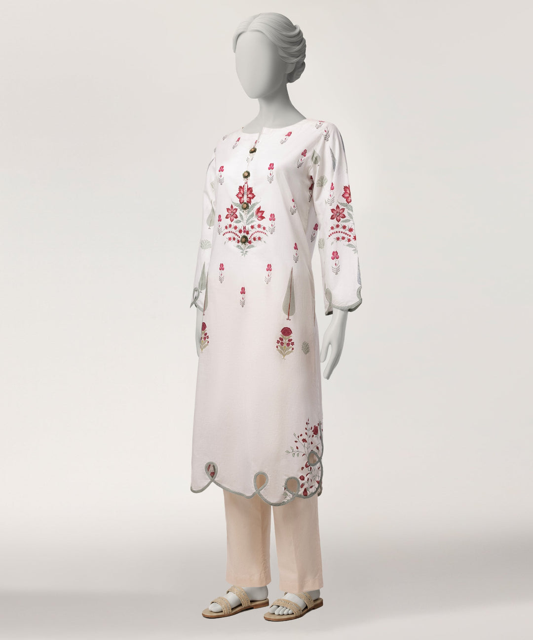 Lawn White Kurti - J. Junaid Jamshed