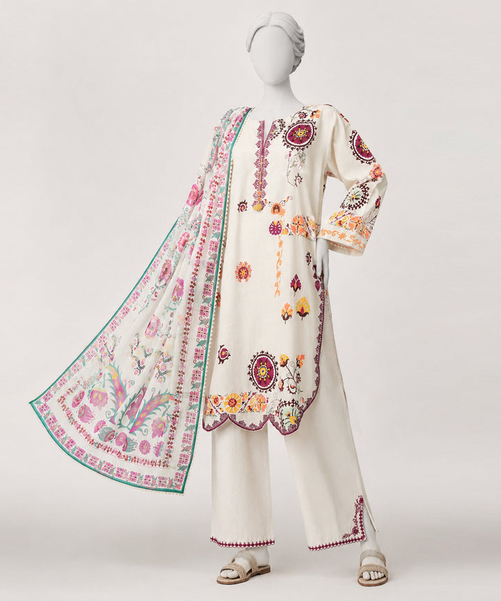 Lawn Beige Kurti - J. Junaid Jamshed