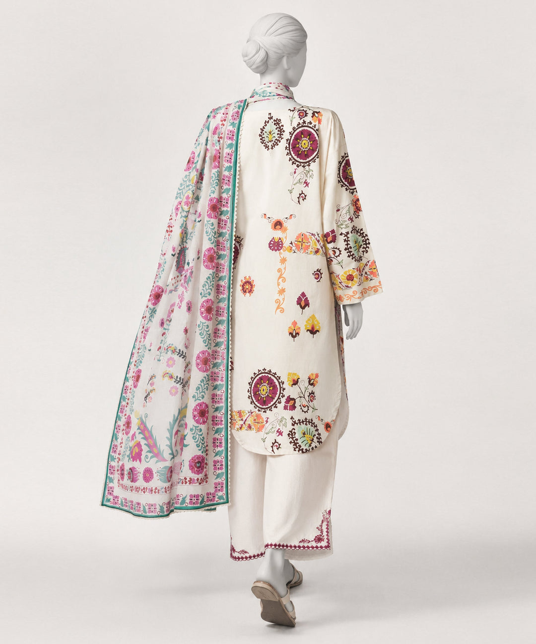 Lawn Beige Kurti - J. Junaid Jamshed