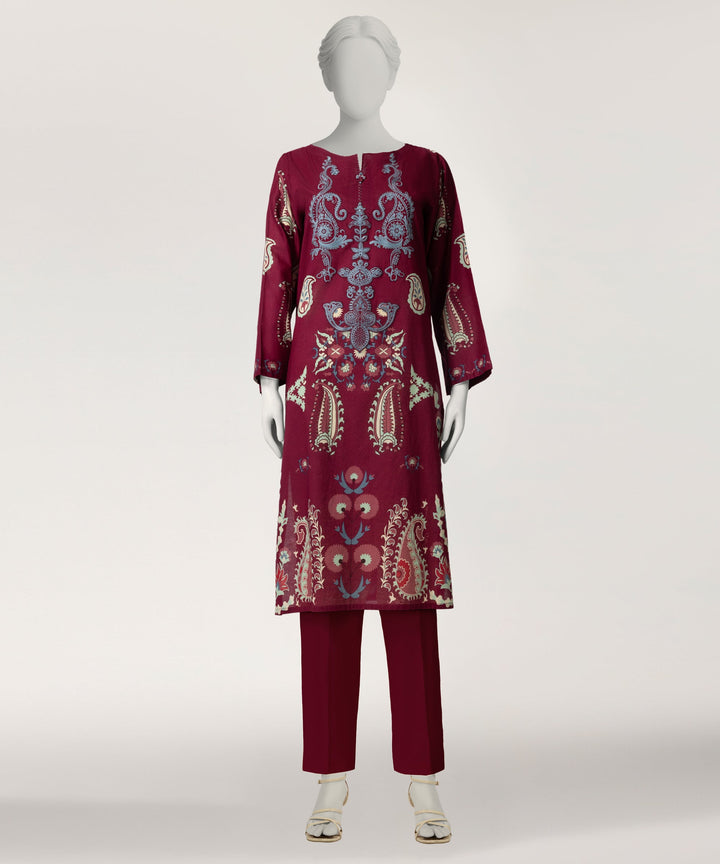 Lawn Magenta Kurti - J. Junaid Jamshed