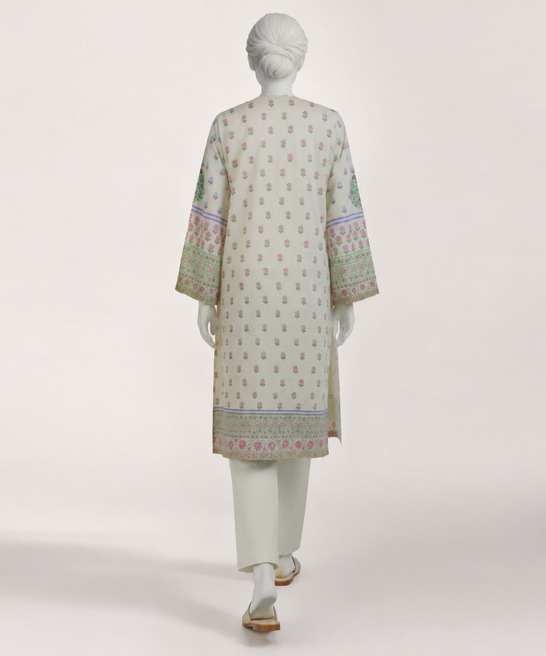 Lawn Off White Kurti - J. Junaid Jamshed