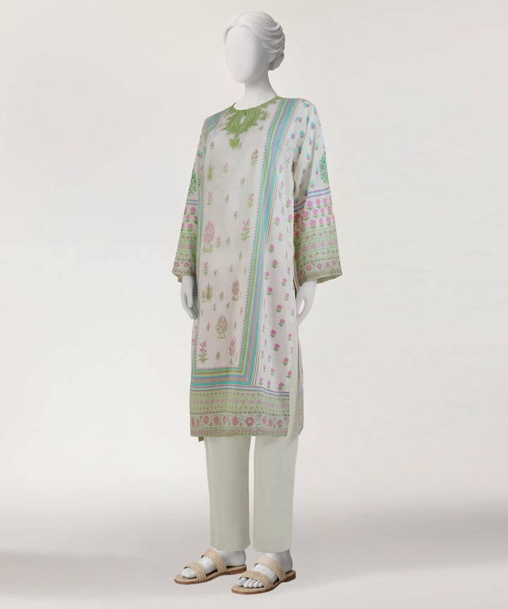 Lawn Off White Kurti - J. Junaid Jamshed