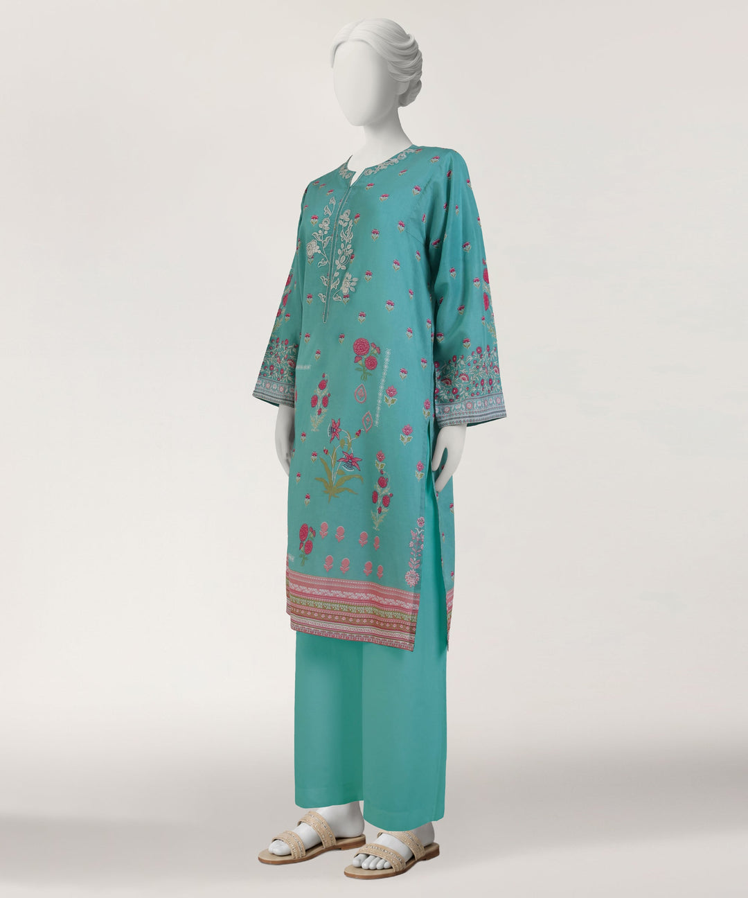 Lawn Sea Green Kurti - J. Junaid Jamshed