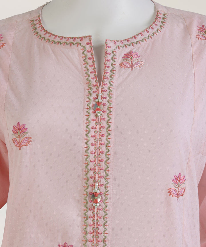 Dobby Pink Kurti - J. Junaid Jamshed