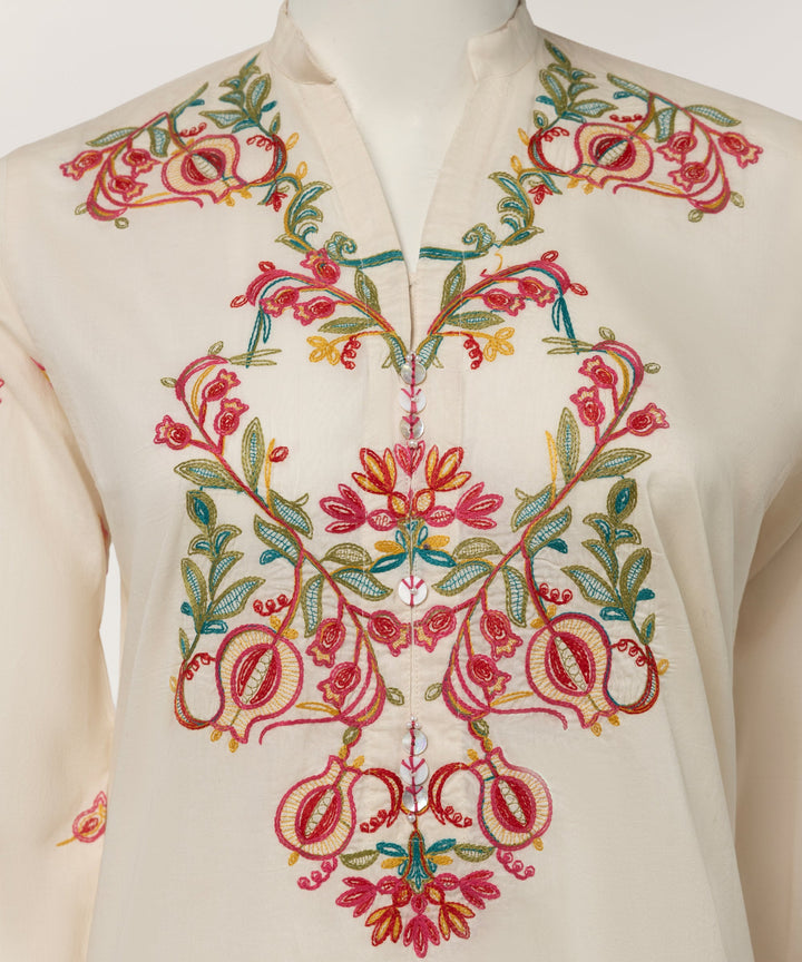 Lawn Off White Kurti - J. Junaid Jamshed