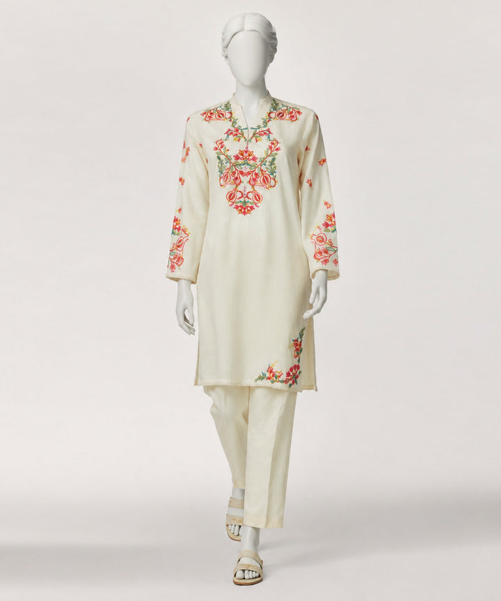 Lawn Off White Kurti - J. Junaid Jamshed